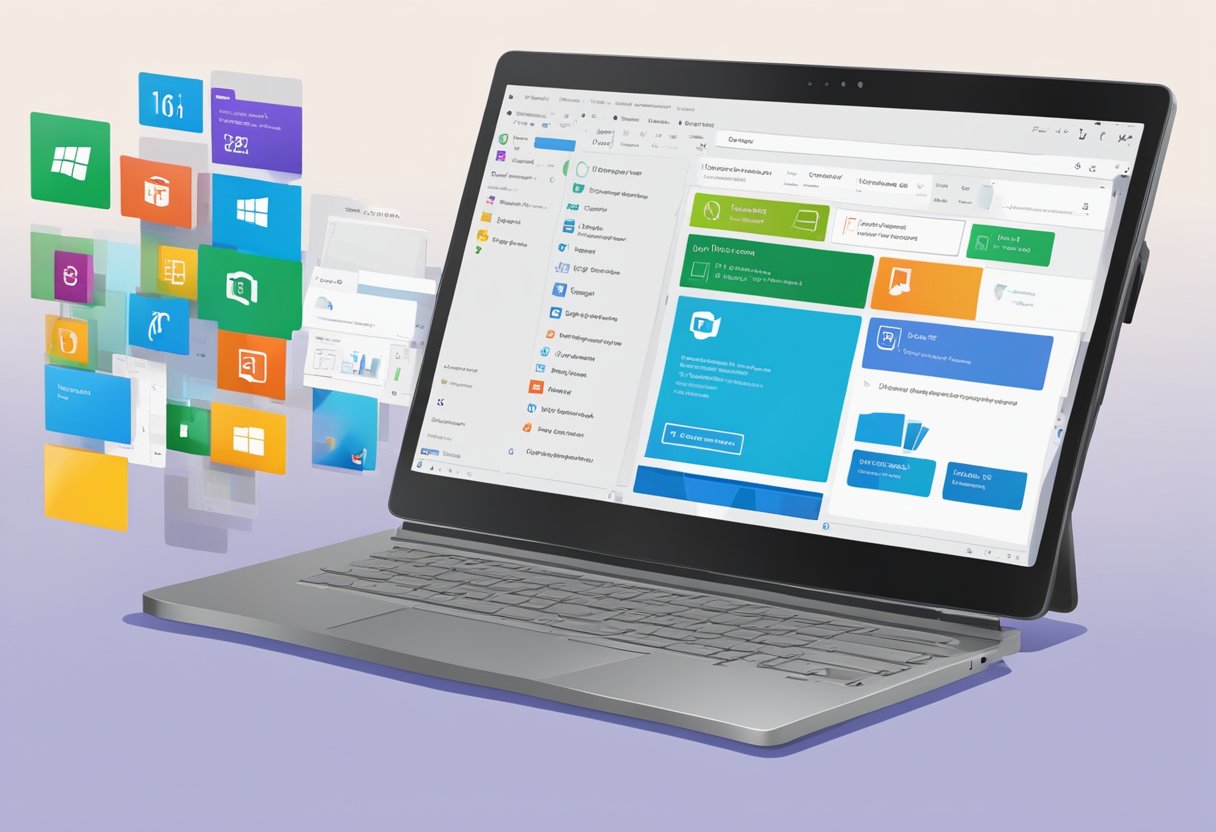 A computer screen with a Windows 10 interface open, showing the process of adding an app to startup. Icons for various apps are visible on the screen