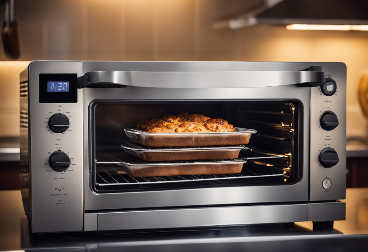 Brownies and chicken bake simultaneously in a modern oven