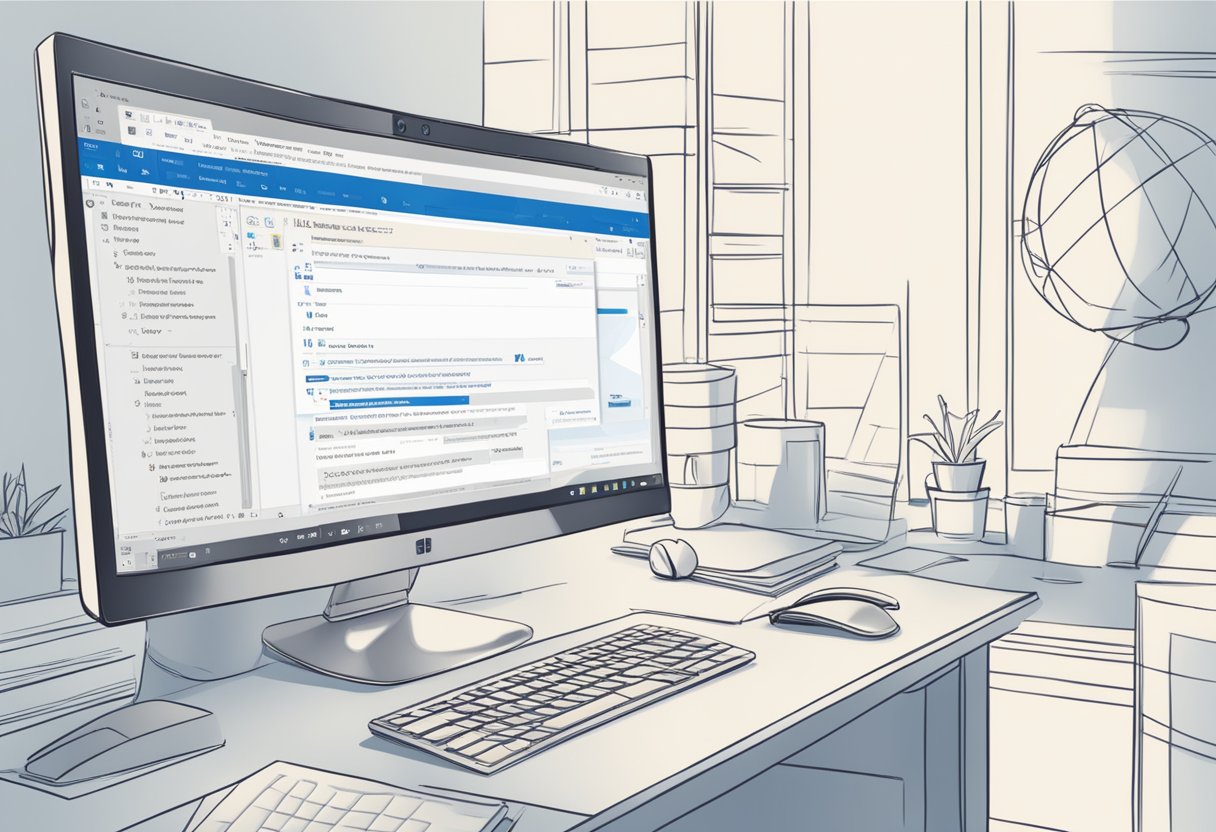A computer screen with an email open in Outlook, showing the process of adding borders around text elements