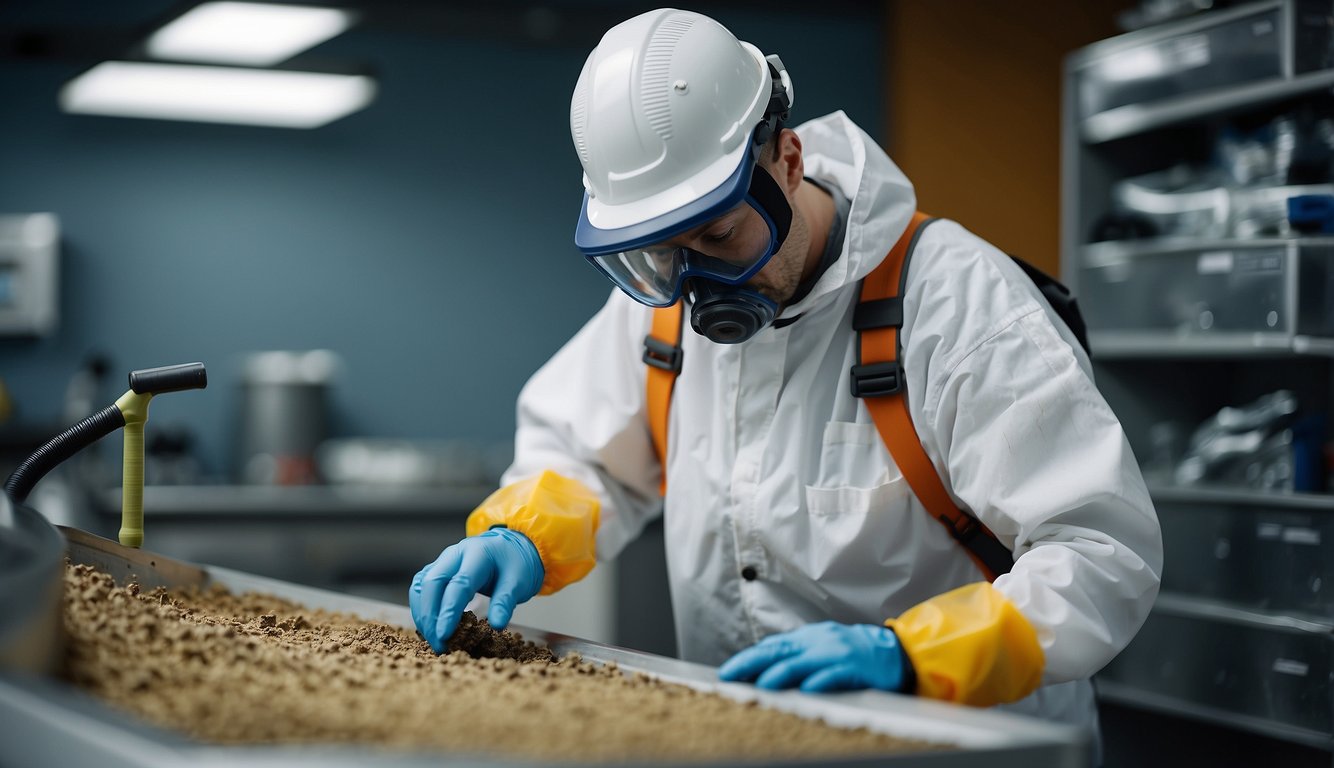A modern mold remediation technician follows strict environmental and regulatory guidelines while using advanced tools and technology