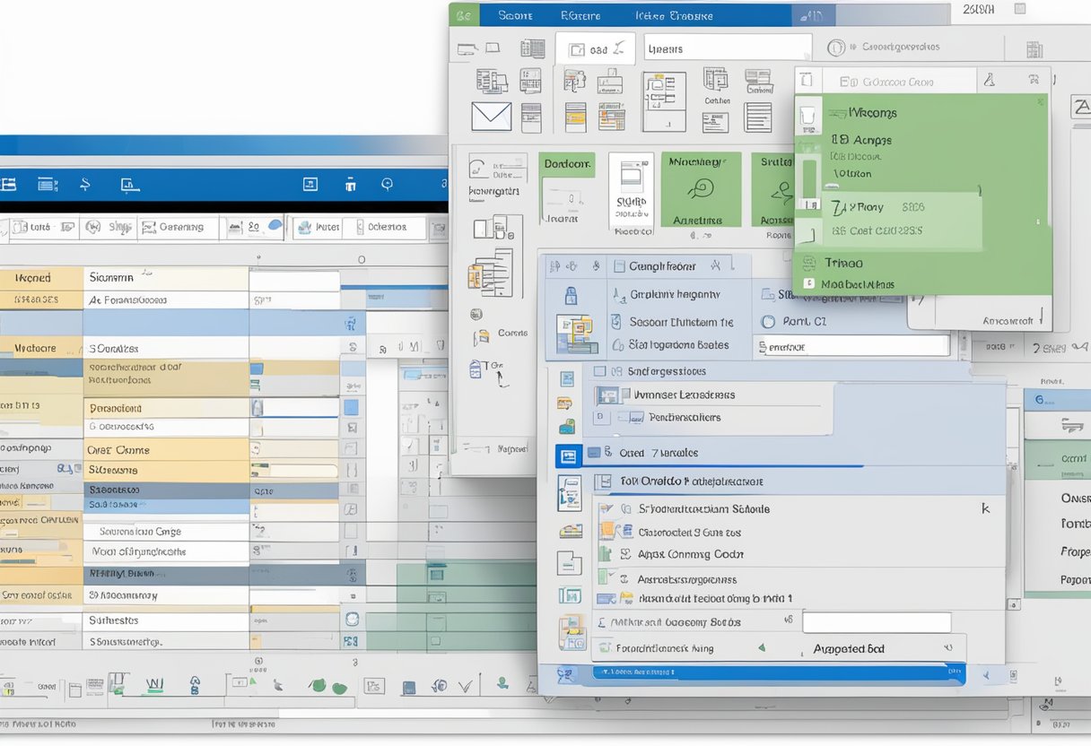 Outlook interface with line spacing options highlighted