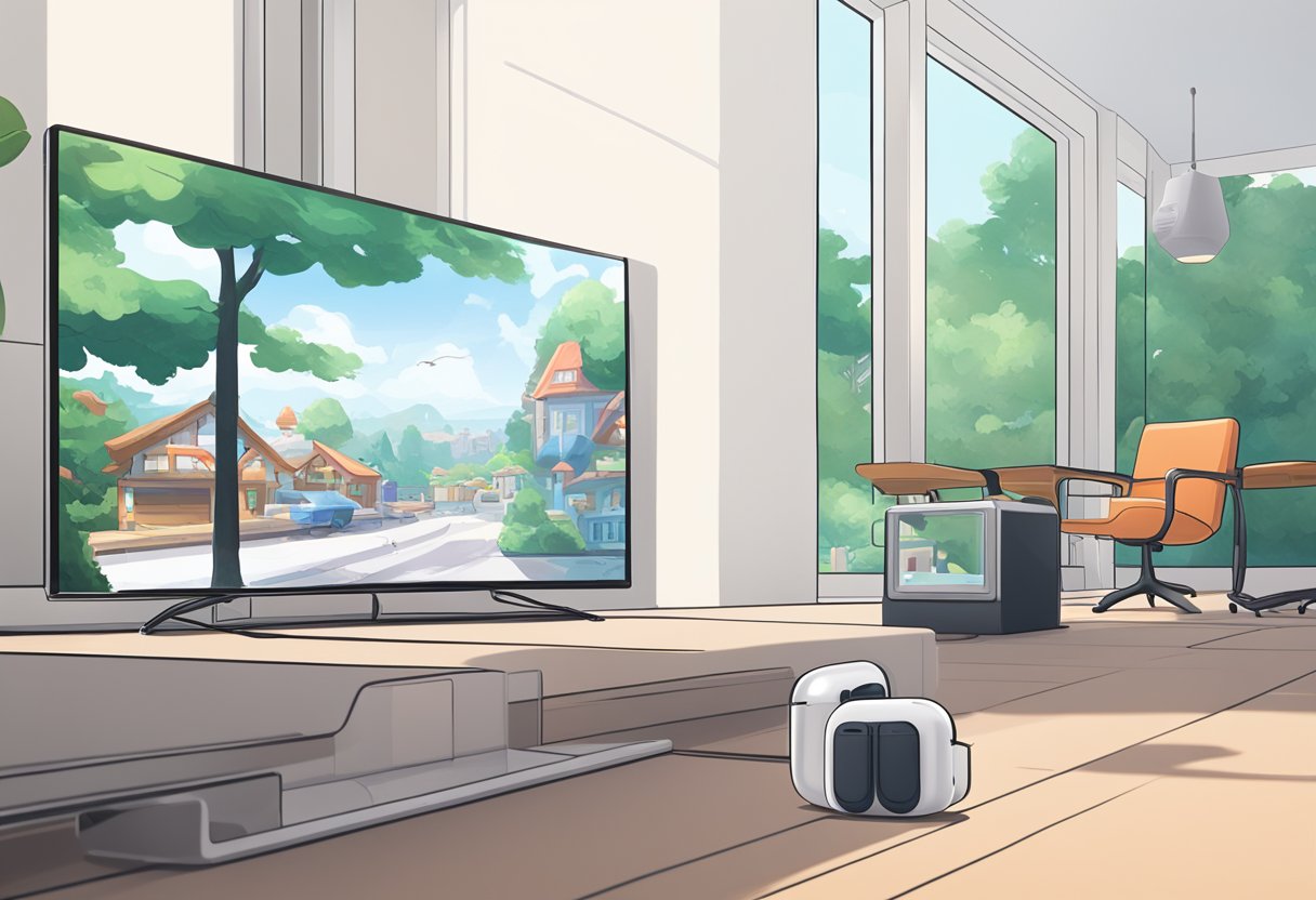 AirPods and Nintendo Switch shown side by side. AirPods not connecting, while Switch remains inactive