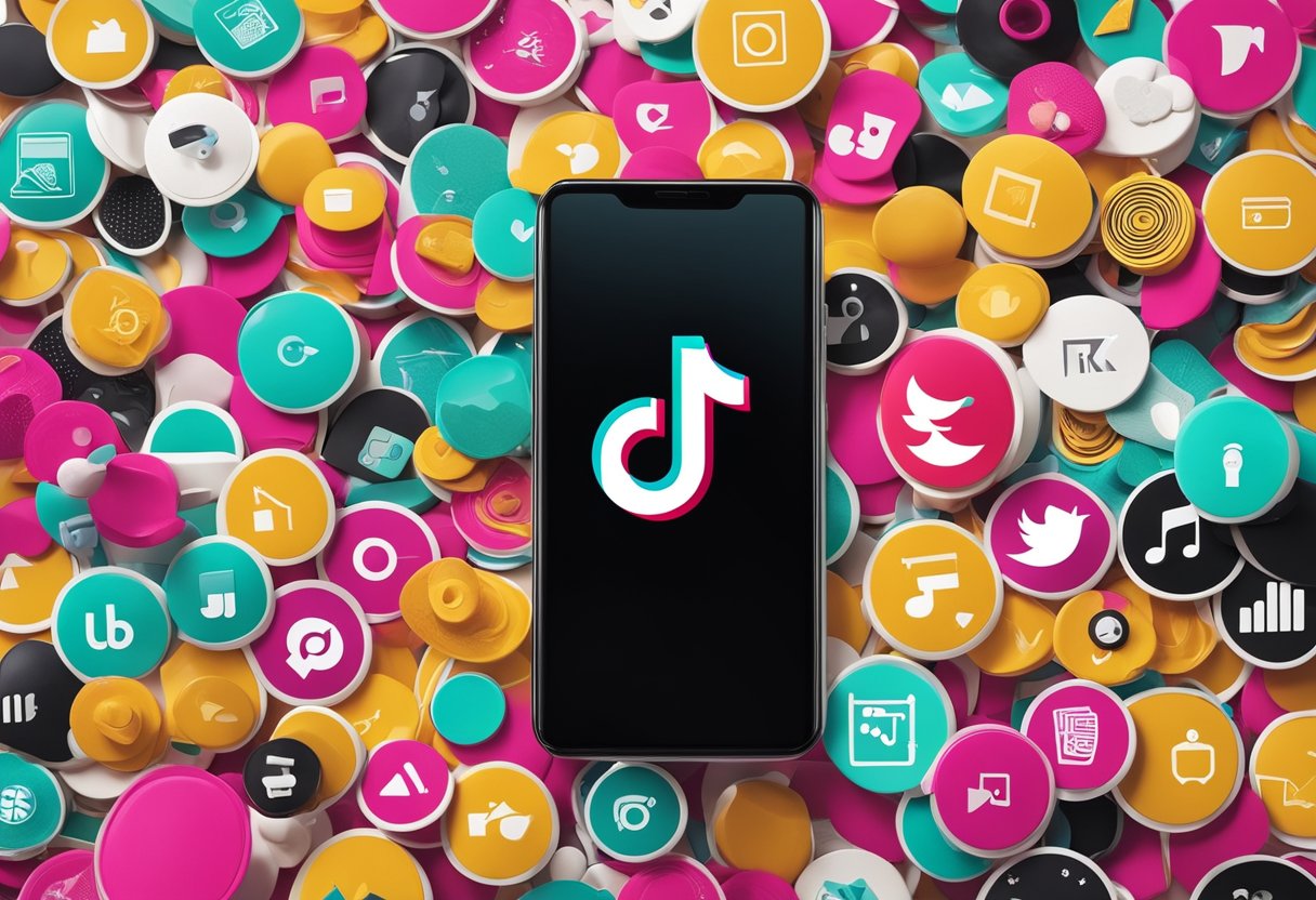 A Smartphone Displaying Tiktok Ads, Surrounded By Colorful Graphics And Icons, With A Playful And Energetic Vibe