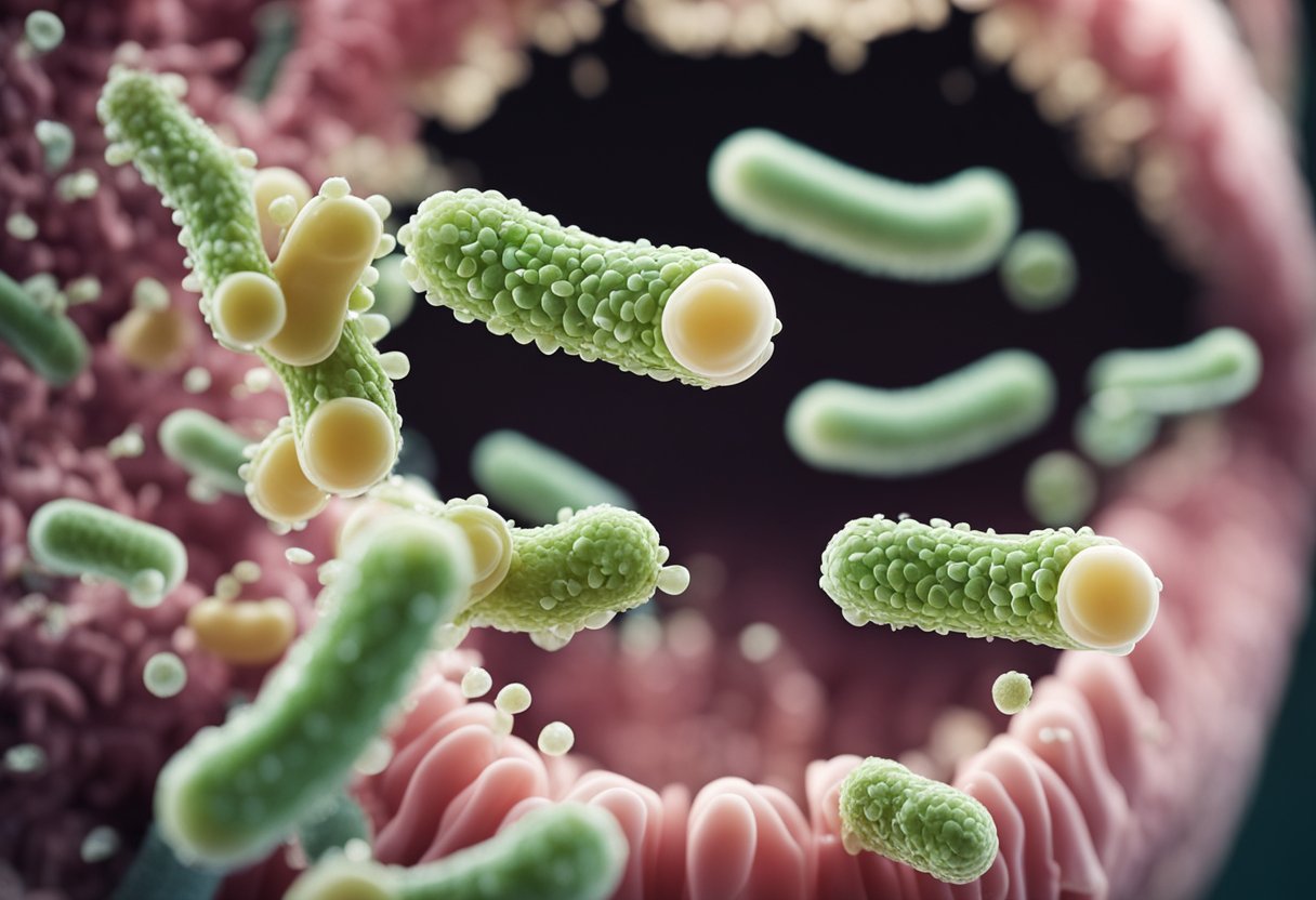 A group of probiotic bacteria attacking bad breath-causing microbes in the mouth