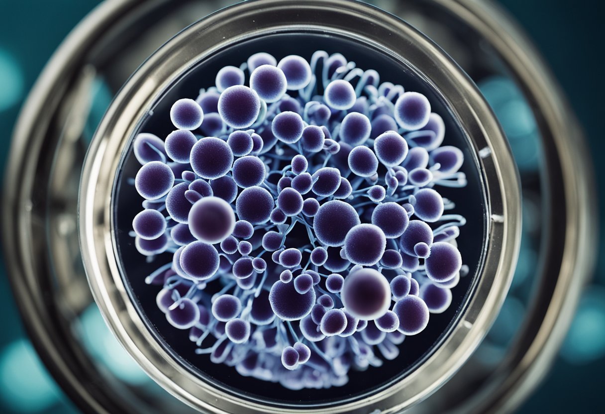 Lactobacillus plantarum 299v in a petri dish under a microscope