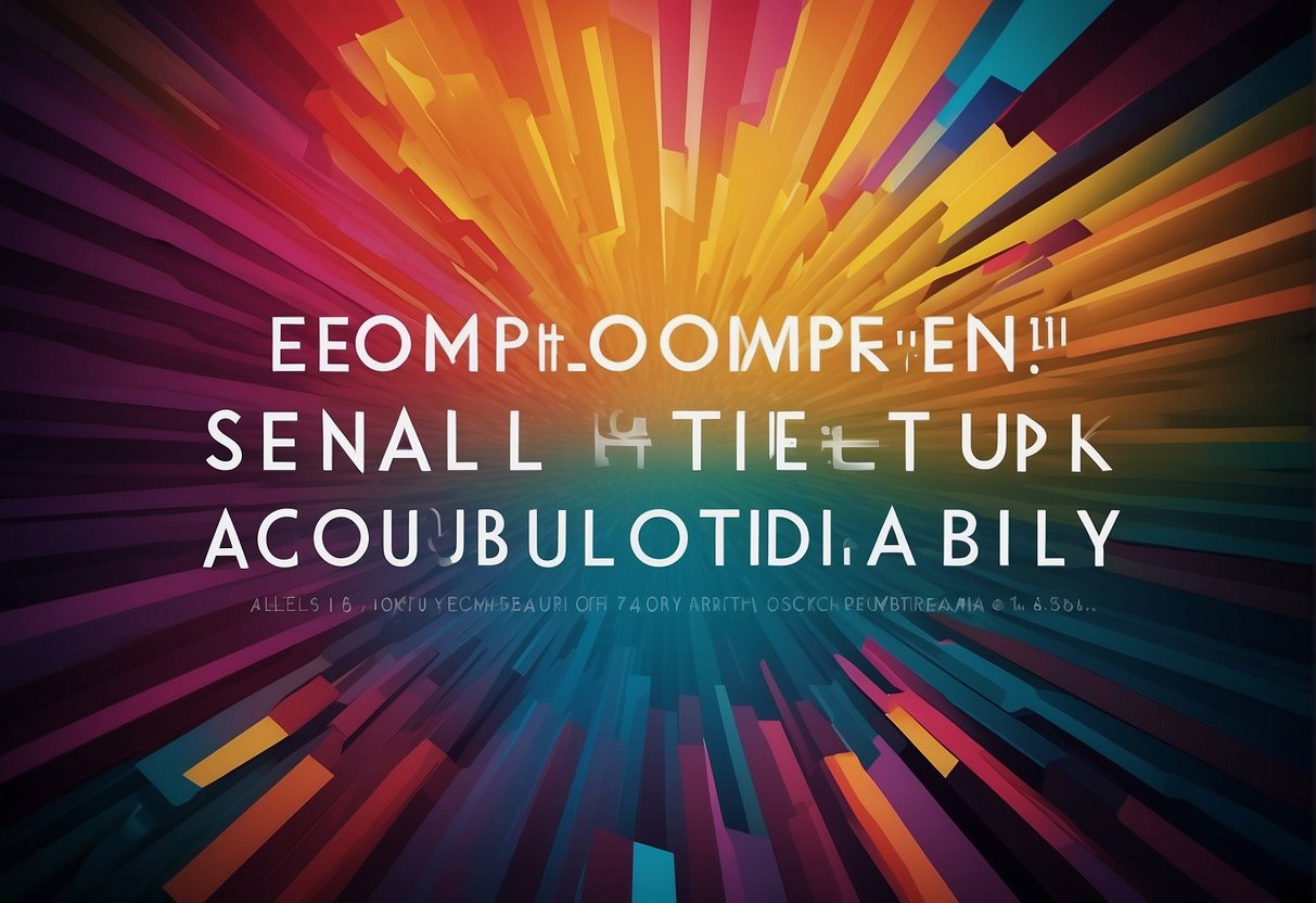 A bold quote "Empowerment Through Accountability" stands out against a backdrop of bold colors and dynamic shapes, conveying strength and determination