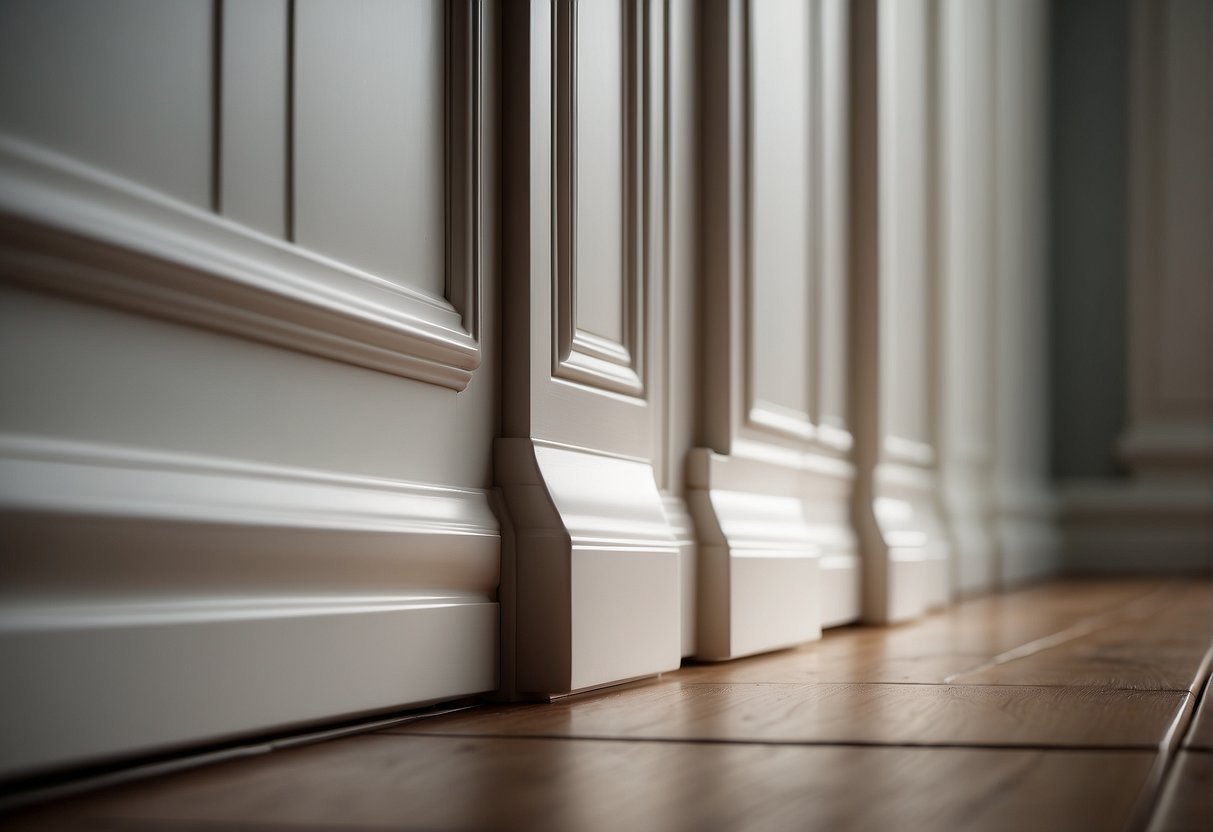 Modern skirting boards with clean, straight lines contrast traditional profiles with intricate, decorative details