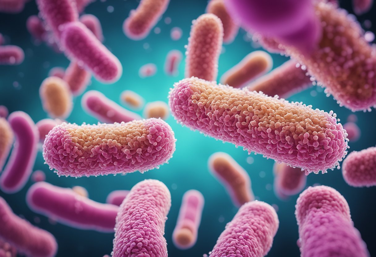 A group of Bifidobacterium bifidobacterium bacteria thrive in a vibrant and diverse gut microbiome, promoting overall health and well-being