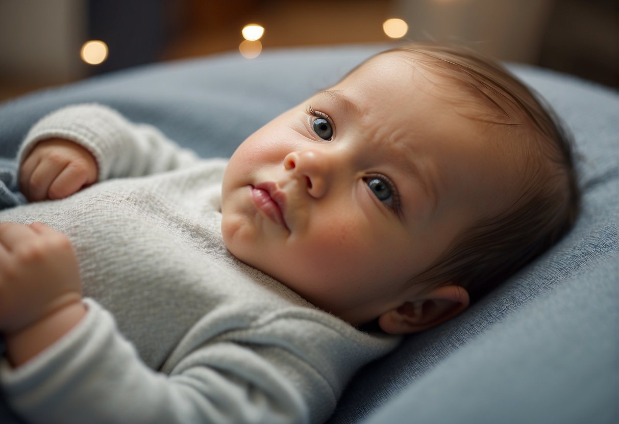 A baby lying on their back, with a gentle pat on the back to help release any trapped air