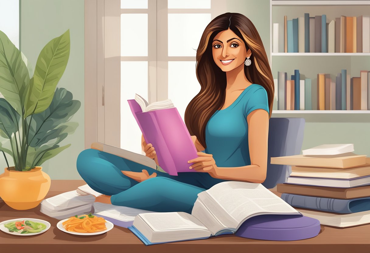 Shilpa Shetty's biography: books, yoga mat, film awards, family photos, healthy food, and fitness equipment