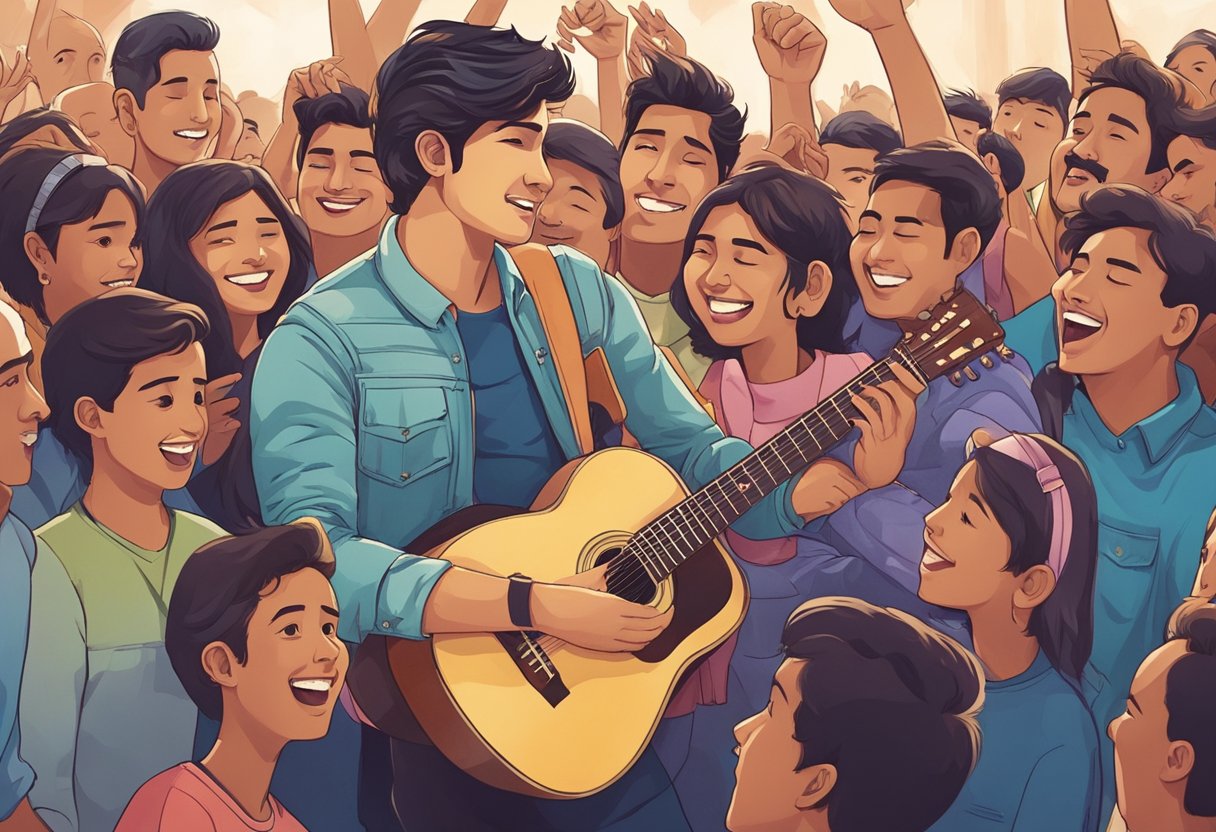A young man with a guitar, surrounded by adoring fans and family members. His name, "Darshan Raval," is prominently displayed in bold letters