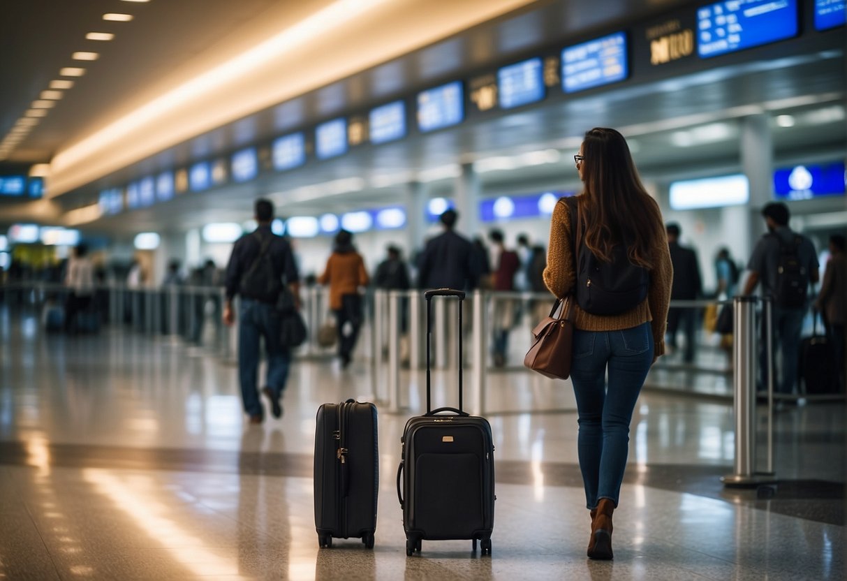 Overseas Pakistani traveling back visa-free, with luggage and passport in hand, approaching airport gate