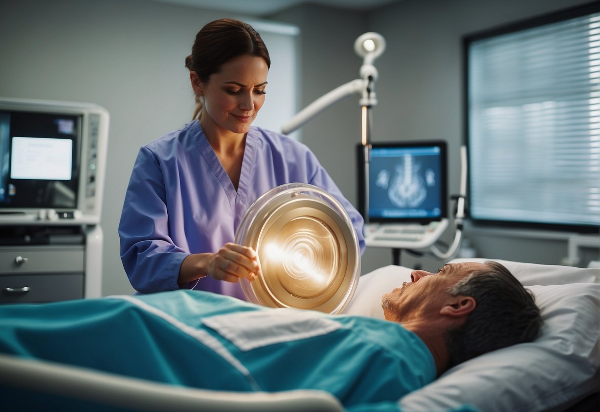 A patient undergoing diagnostic procedures for bulging disc treatment