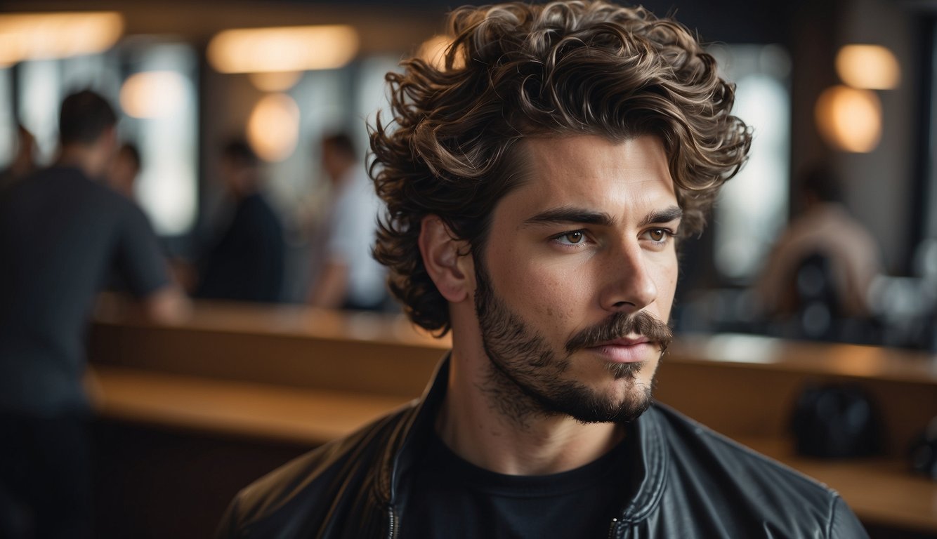 Thick-haired man styles hair in popular men's hairstyles