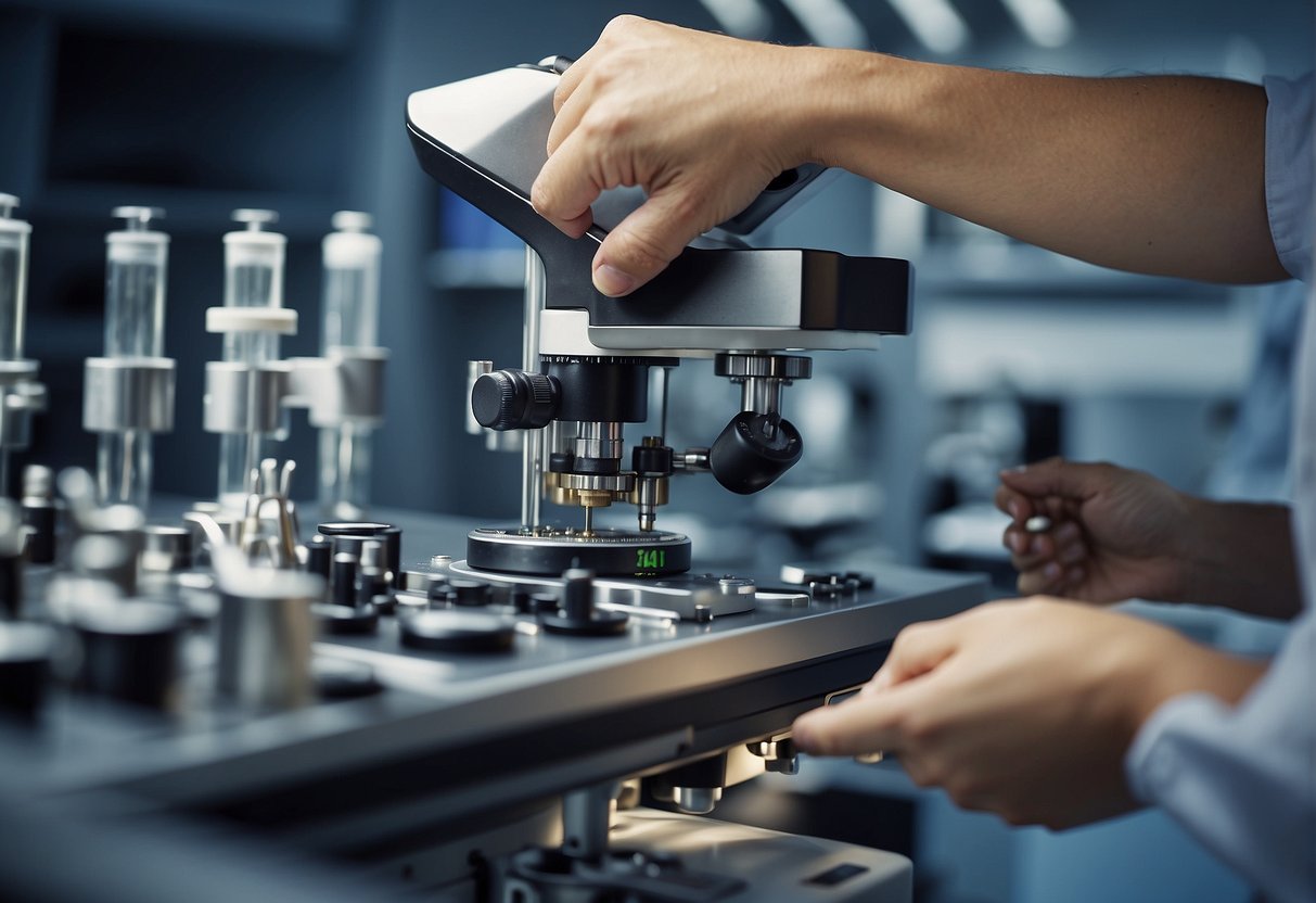ISO 17025 Measurement Uncertainty - A laboratory technician carefully measures a sample, surrounded by precision instruments and calibration standards