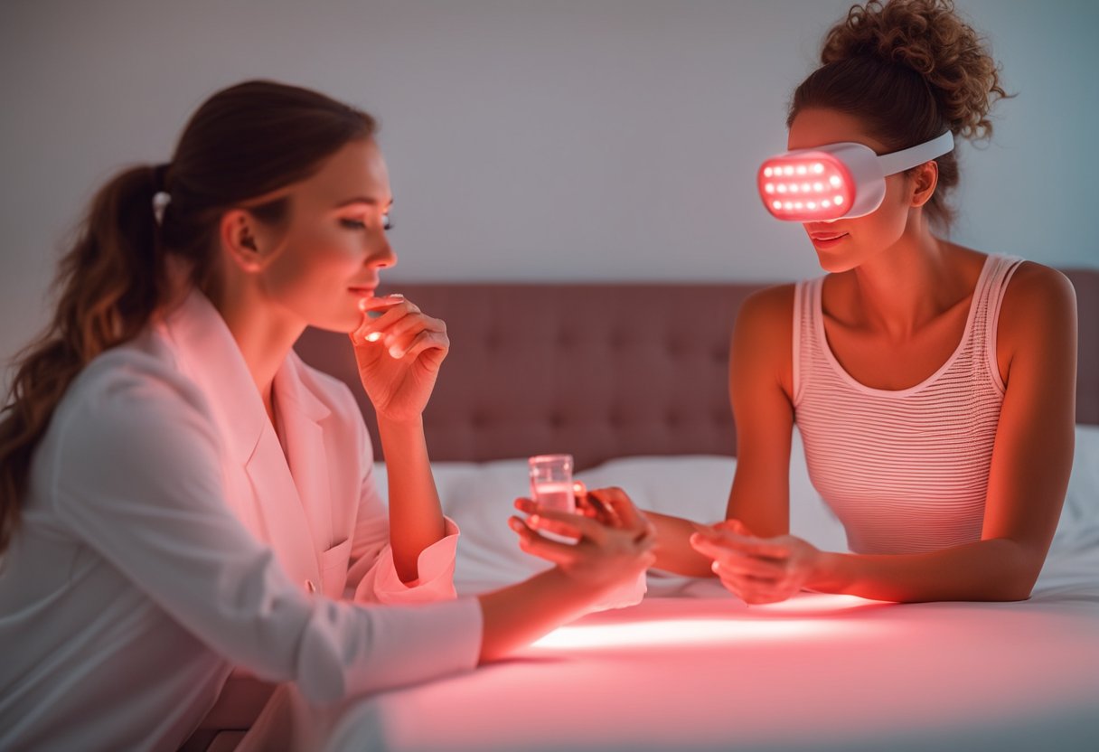 Influencers using red light therapy for skin health, with evidence support