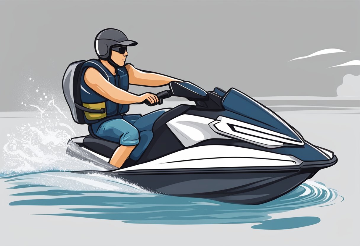 A person drinking and operating a boat or jet ski. Consequences of drinking and boating
