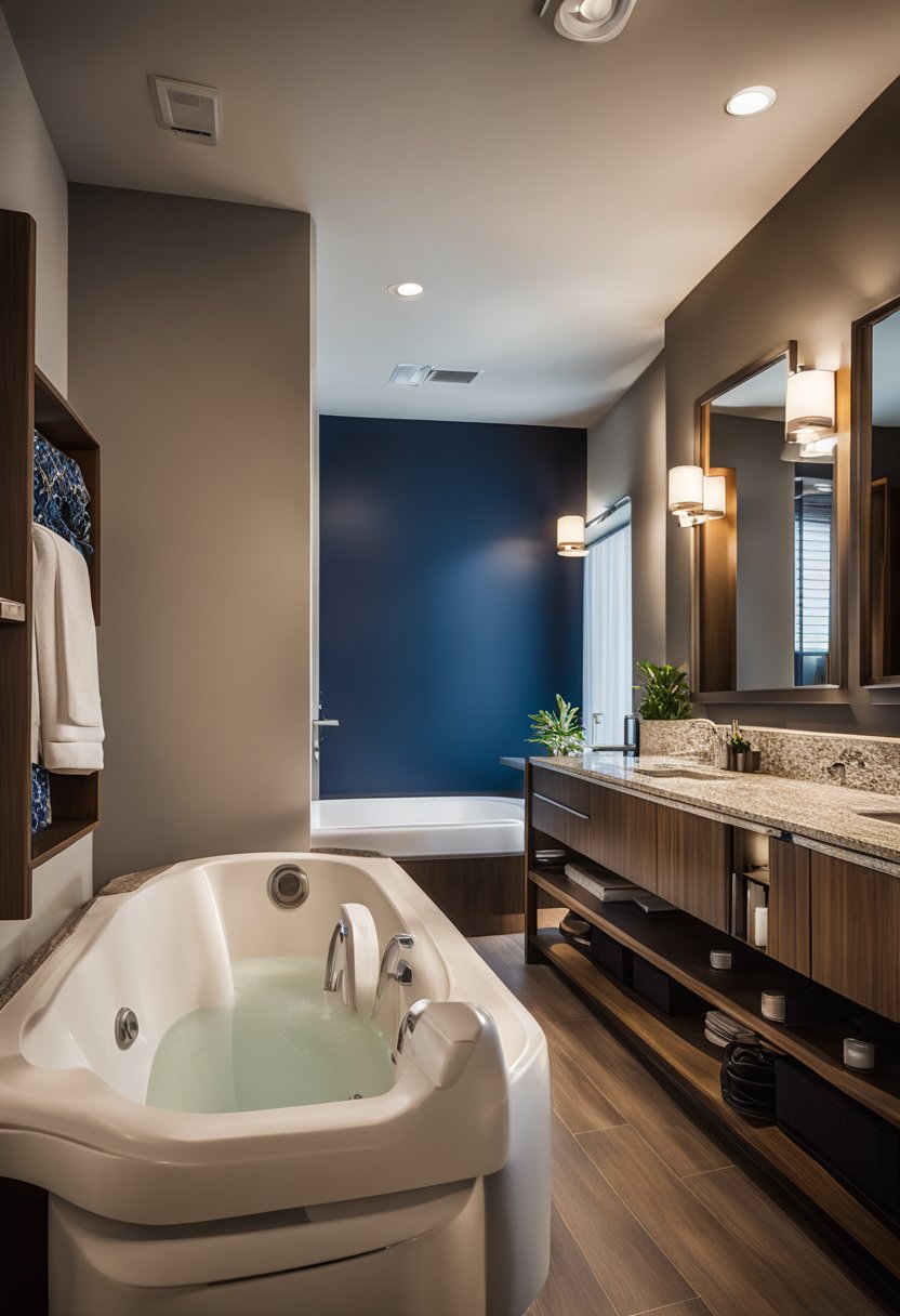 Hotel Indigo Waco – Baylor, an IHG Hotel, features a luxurious Jacuzzi suite with modern decor and a cozy atmosphere
