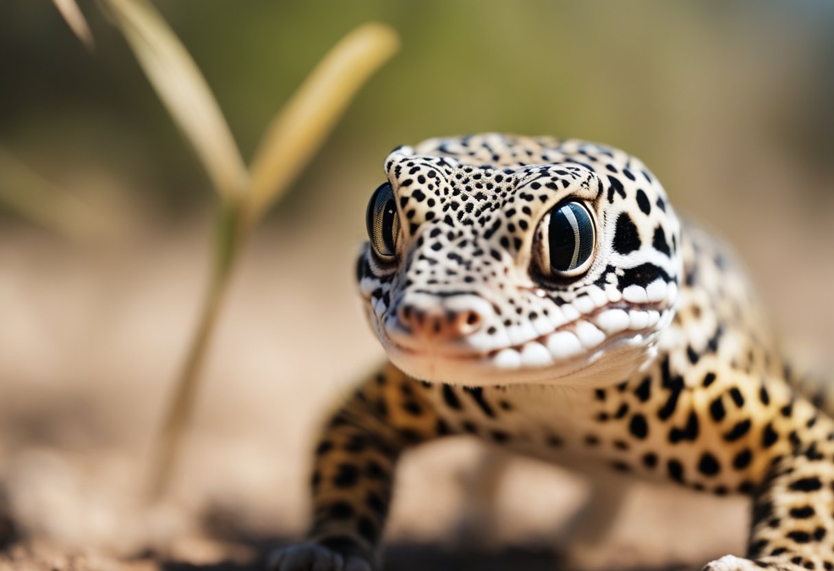 A Leopard Gecko hunts and devours insects in its desert habitat