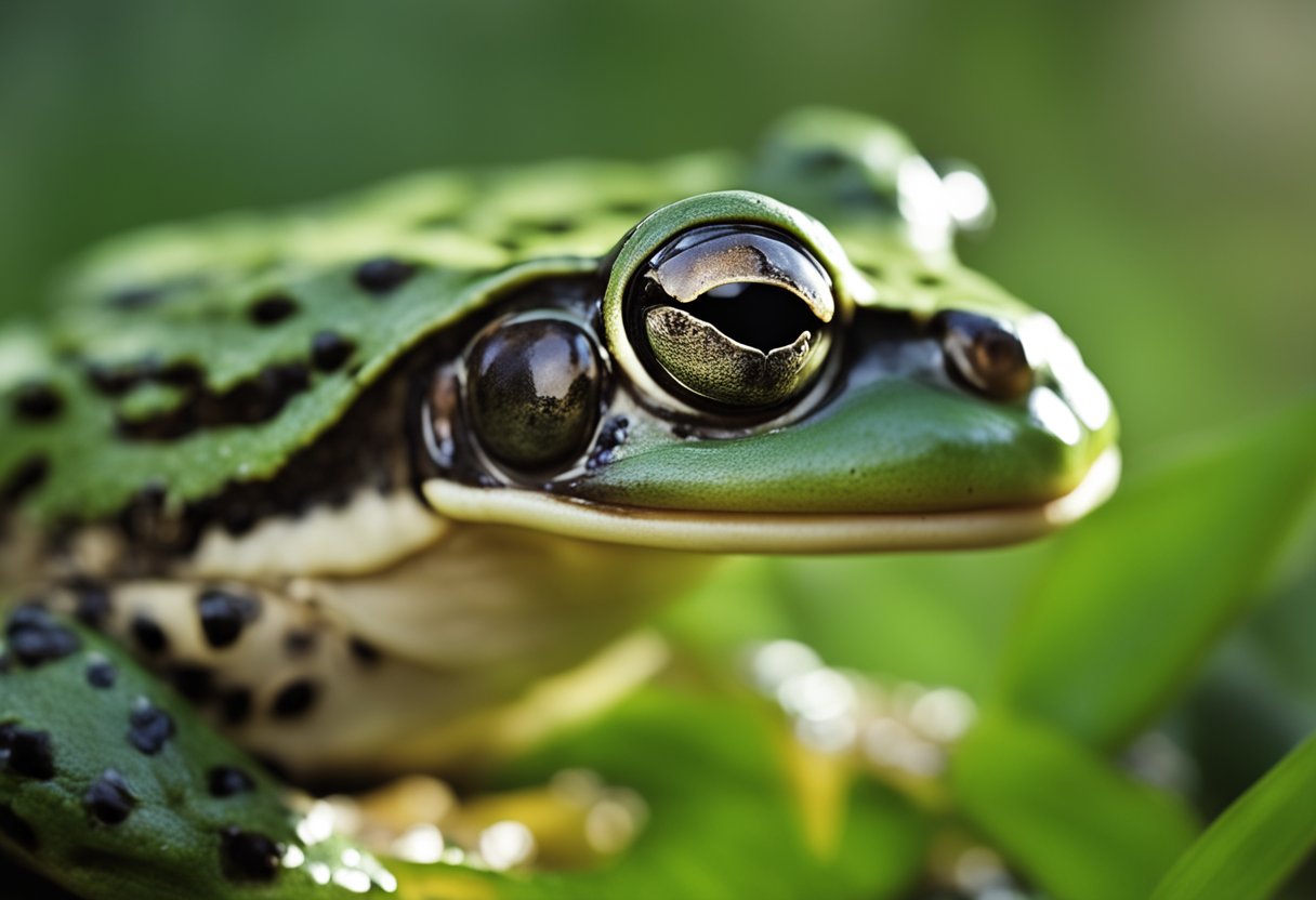 A frog's open mouth reveals small, sharp teeth lining its upper and lower jaws