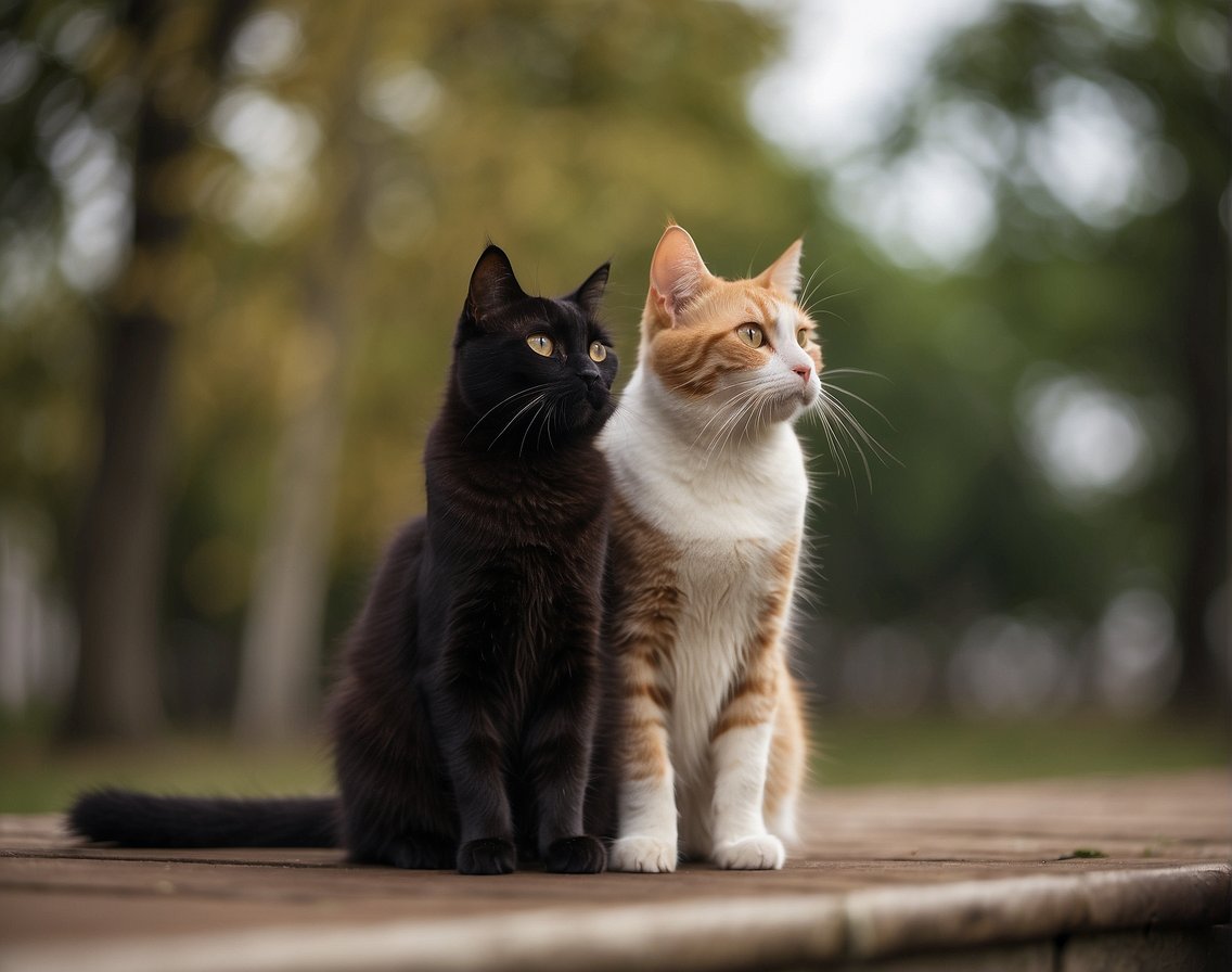 Two cats sitting apart, one looking wistfully at the other. The longing in their eyes suggests they may remember and miss their siblings