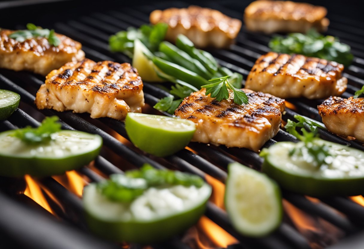 The alligator meat sizzles on the grill, emitting a savory aroma. Its texture is firm, similar to chicken, with a taste reminiscent of a cross between fish and chicken