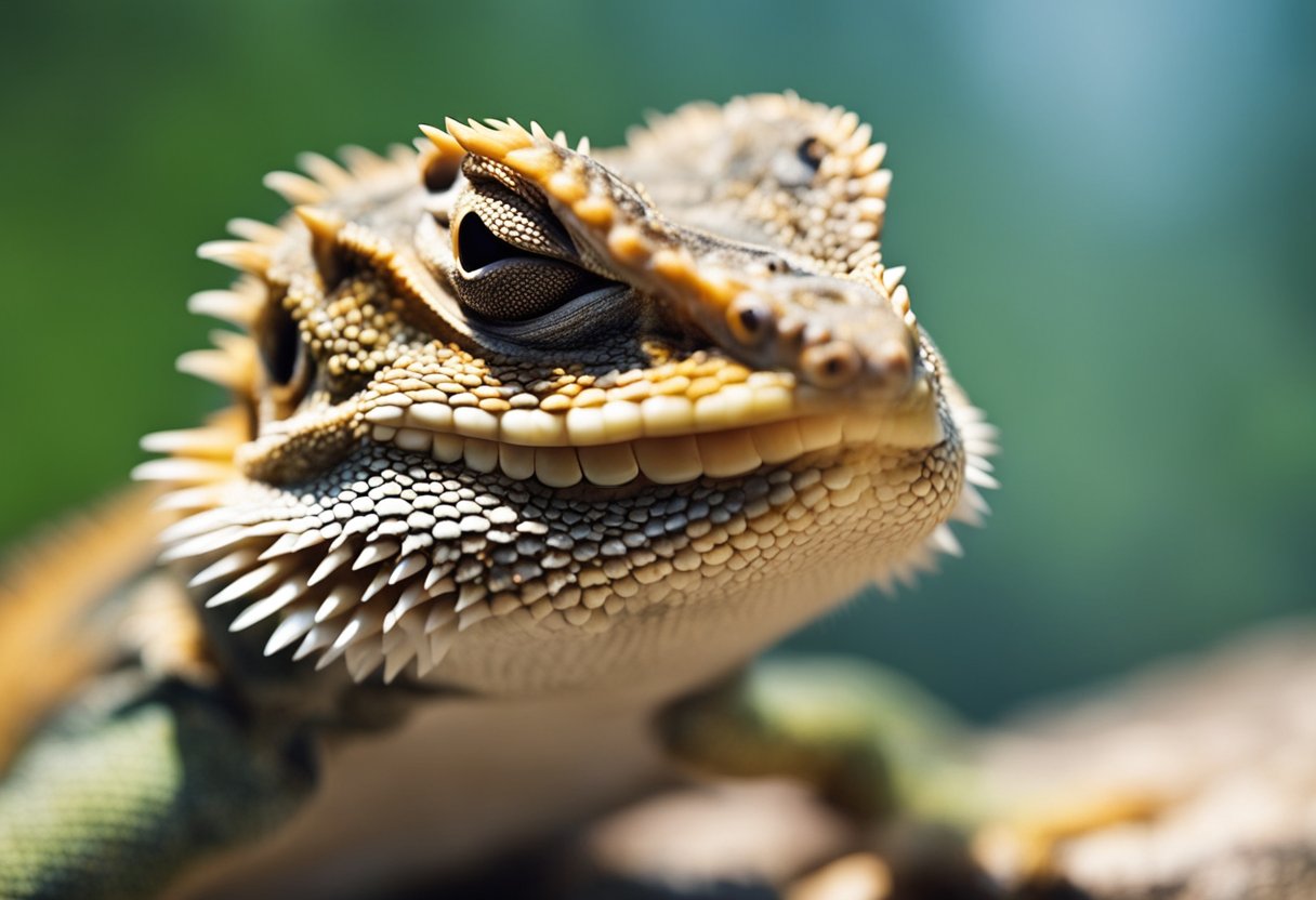 A bearded dragon shedding its teeth, with new teeth emerging from the gums