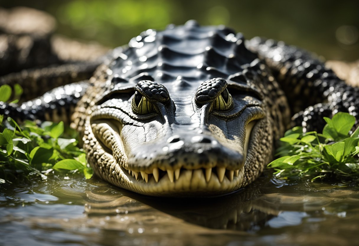 Crocs and alligators in natural habitat, with clear distinctions in physical features and behavior