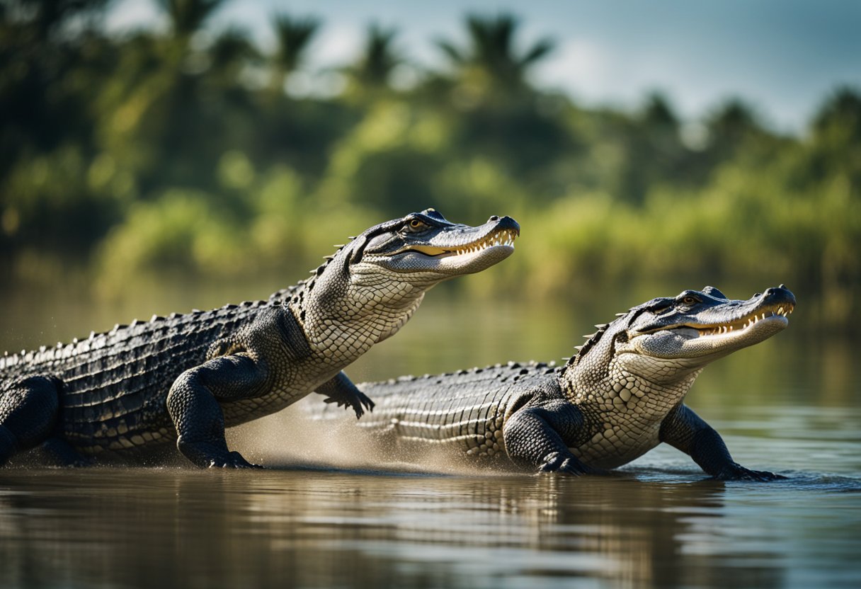 Alligators sprint at speeds up to 11 mph, showcasing their powerful and agile movement