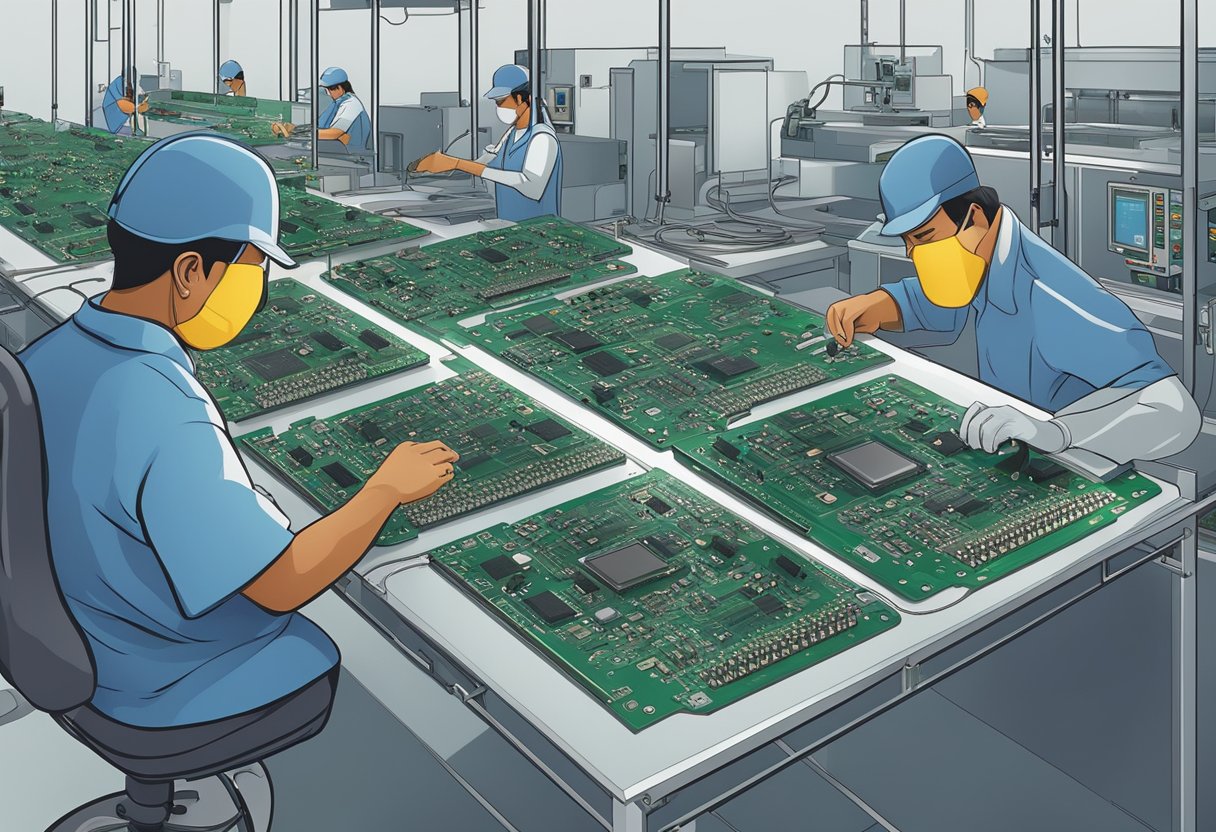 Circuit boards being assembled with precision in a Chennai factory