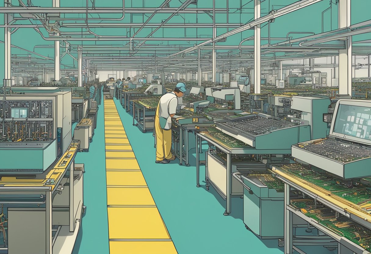 Circuit boards being assembled by machines in a Los Angeles factory