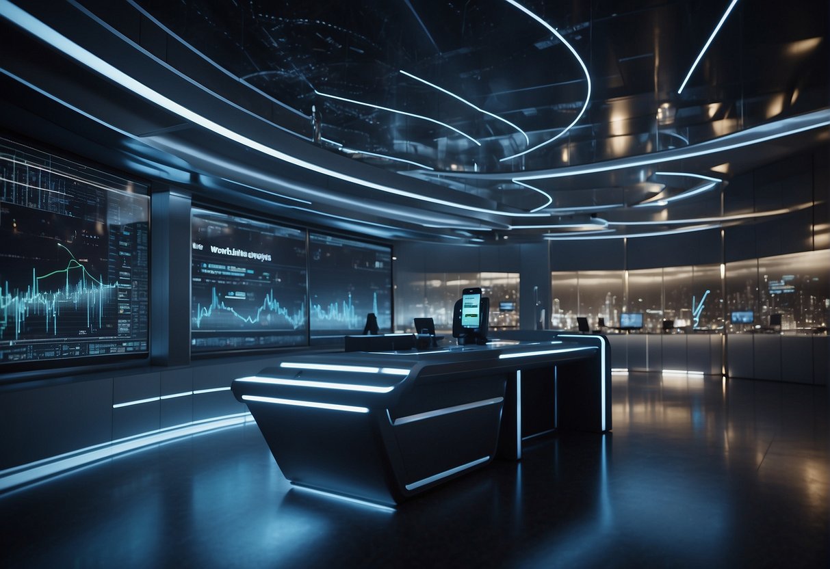 Worldline France's electronic signature, a scene of futuristic technology and trust, symbolized through digital interfaces and secure connections