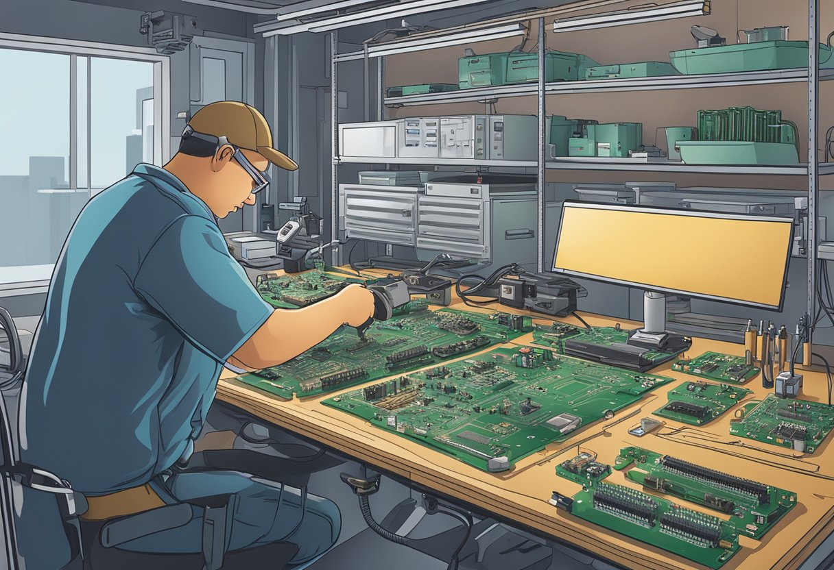 A technician assembles PCB components in a Maryland workshop