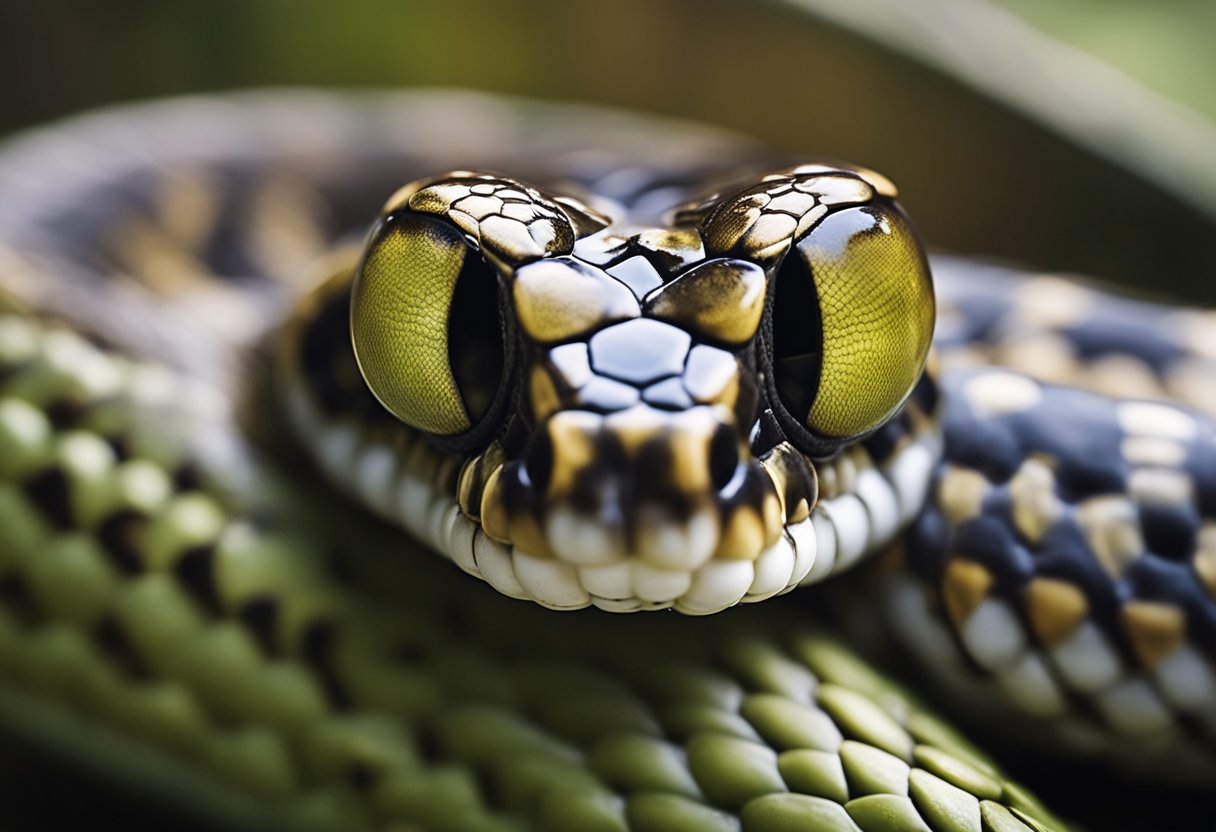 A snake's eyes blink, shedding skin