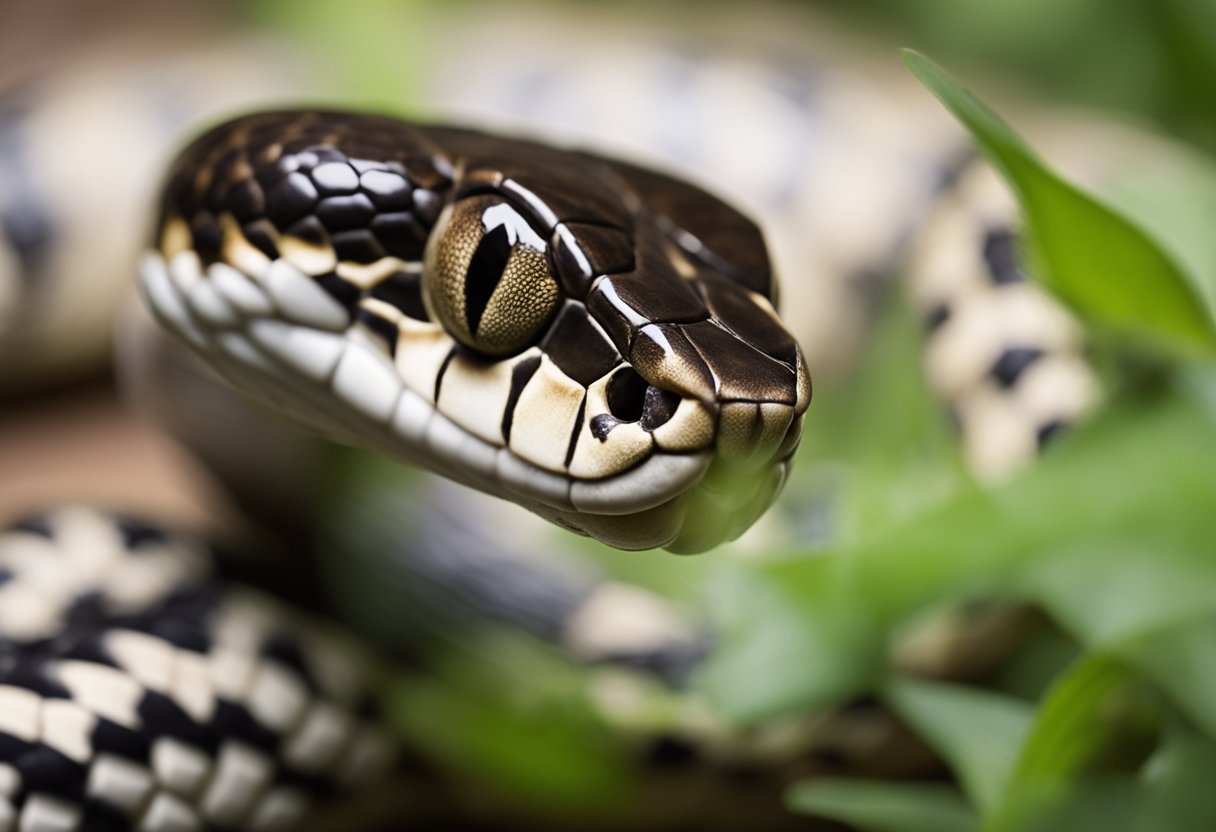 A snake's eyes open wide, its pupils dilate, and it blinks slowly, comparing its behavior to others