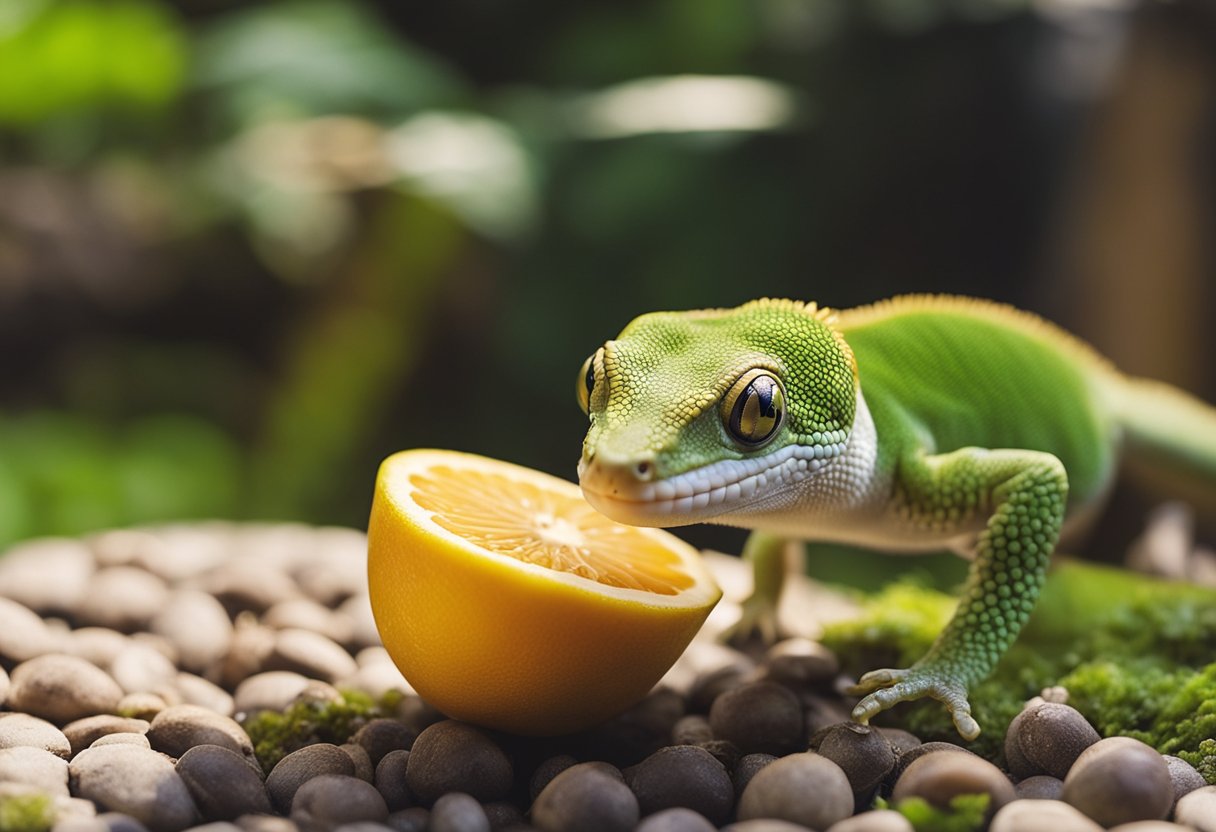 A gecko is being lured into a trap with a piece of fruit and then released outside