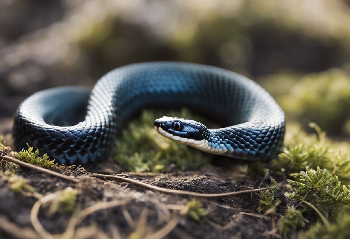 A ringneck snake bites with small, sharp teeth, leaving two tiny puncture wounds