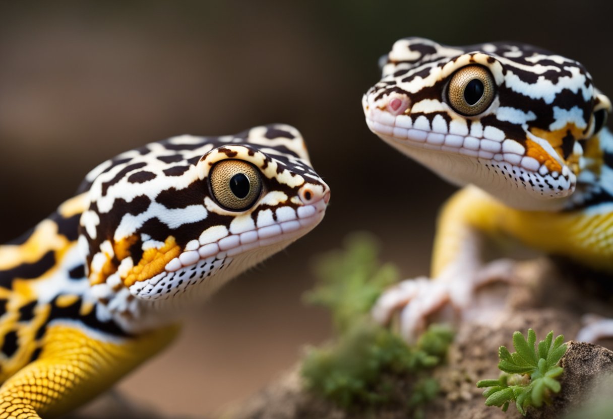 Two leopard geckos are placed together to determine their sex