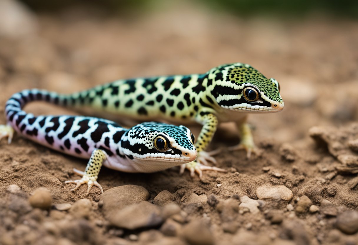 Leopard geckos inspecting each other's tails and body size for sex identification