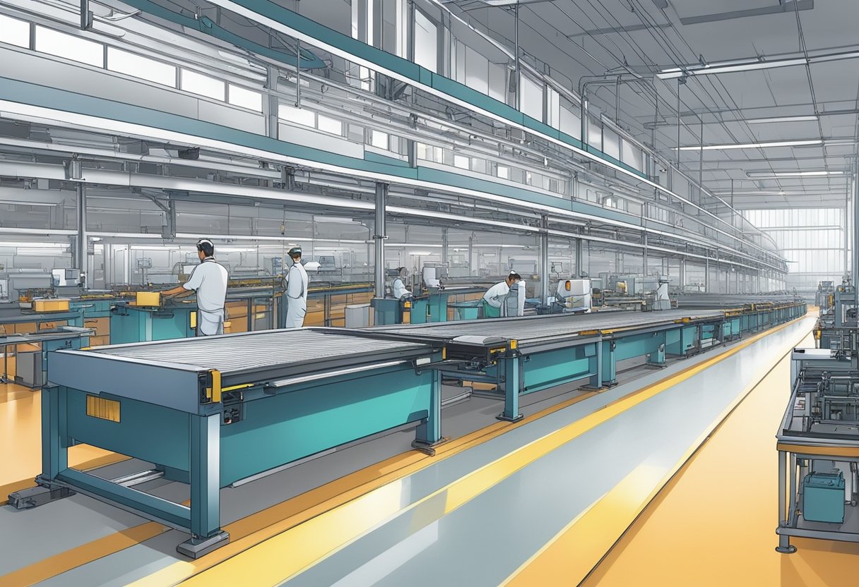 Machines and conveyor belts in a large, well-lit factory assembling and manufacturing PCBs in India