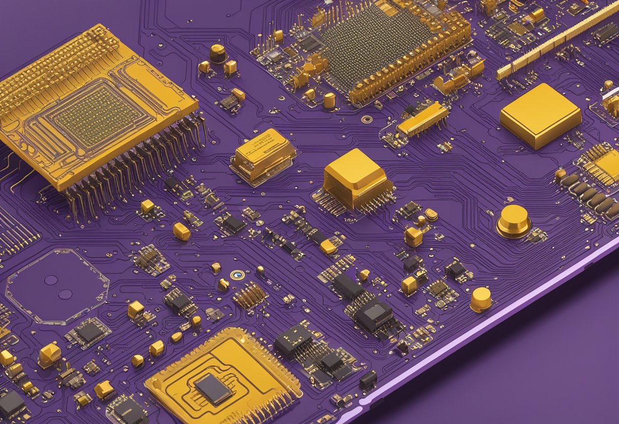 PCB components being assembled on an Oshpark board