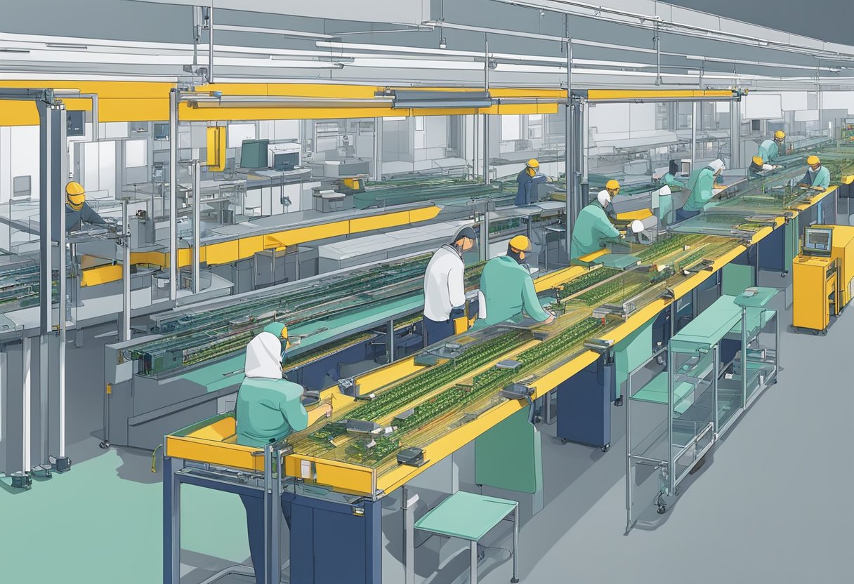 PCB components being assembled on a production line in Poland