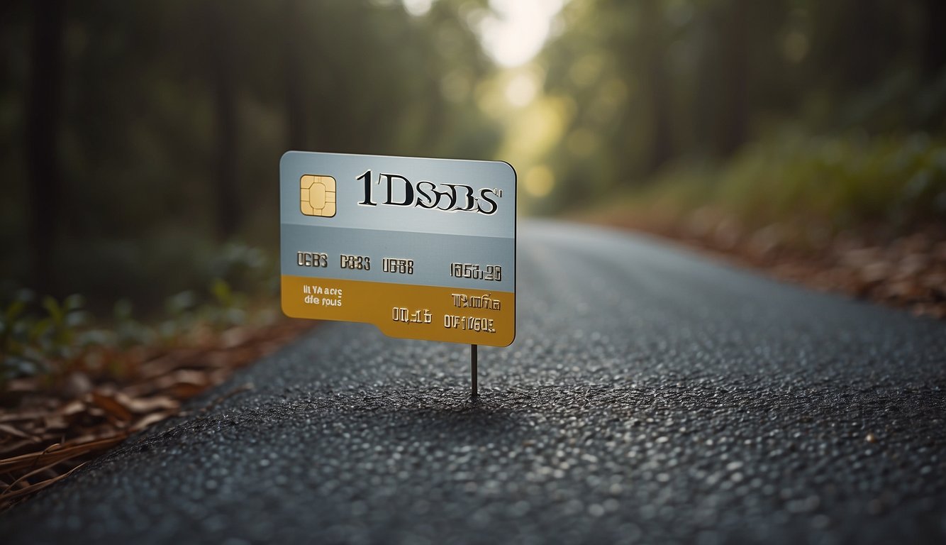 A credit card transforms into a winding road with a sign reading "1 dbs point to miles" at the end
