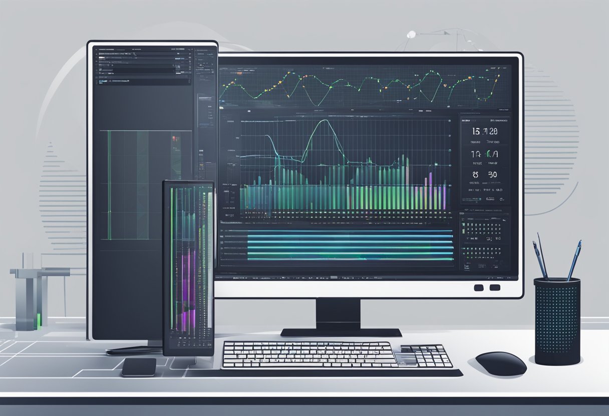 A computer with an i3 CPU is being tested for performance analysis. Multiple data points and graphs are displayed on the screen