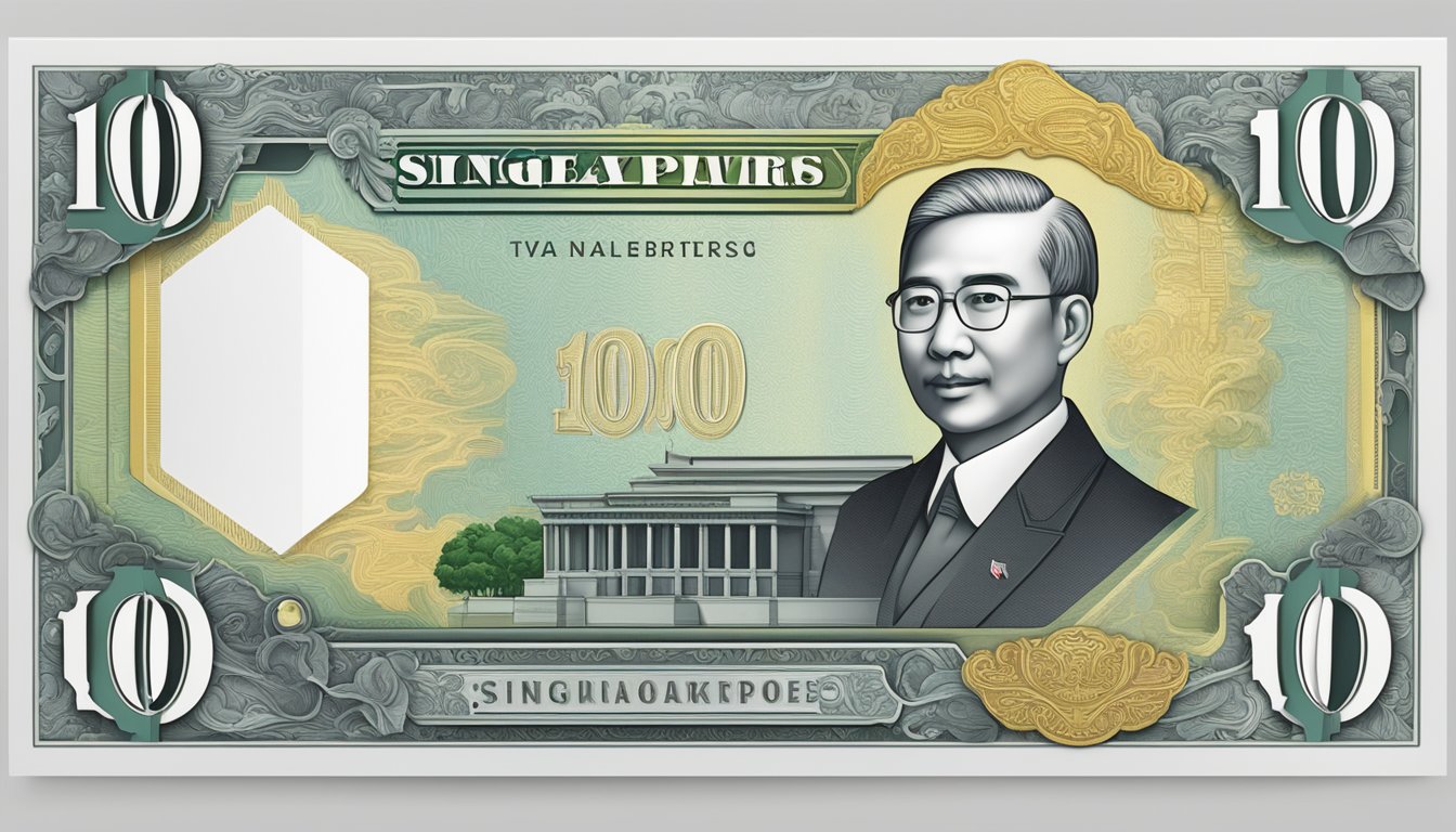 A crisp $10,000 Singapore banknote lies on a clean, flat surface, displaying intricate designs and security features