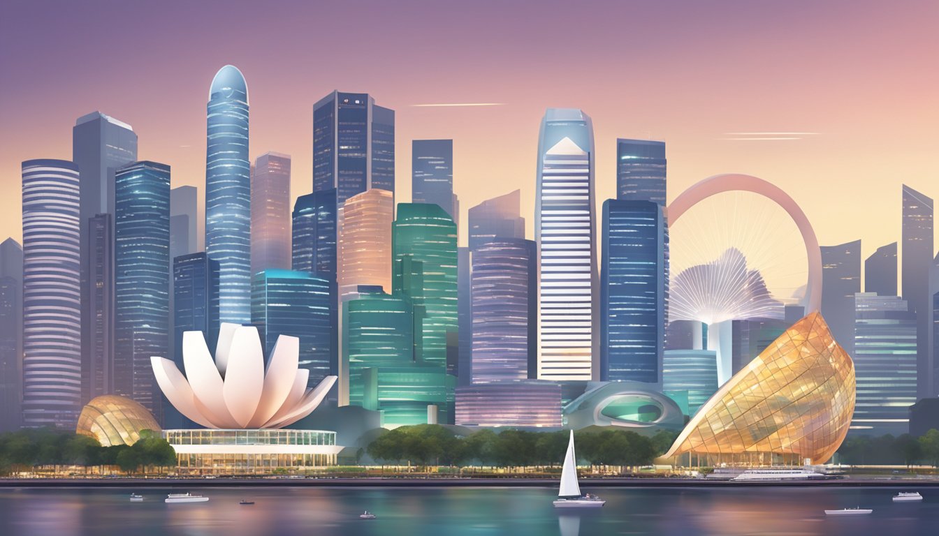 The OCBC 360 account logo stands out against a backdrop of the Singapore skyline, with the iconic 360 symbol prominently displayed
