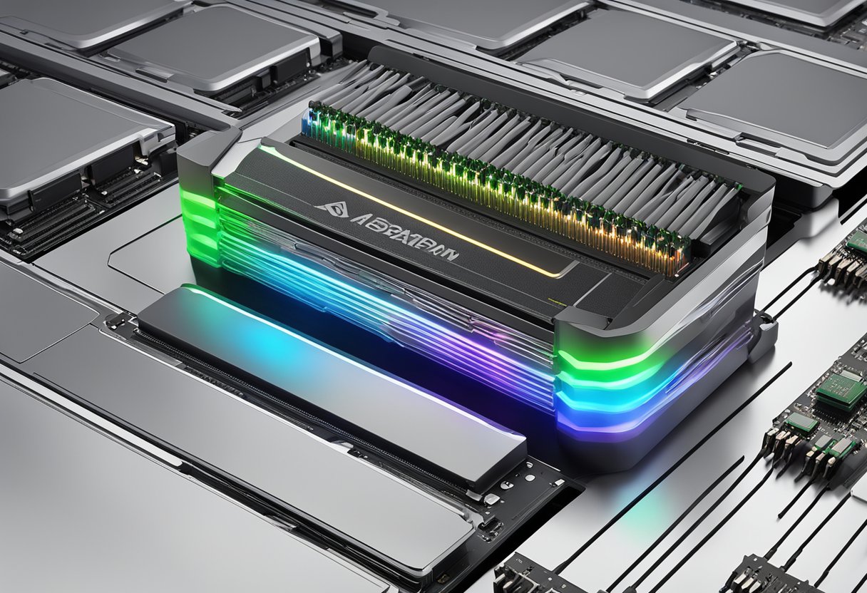 A computer with multiple RAM sticks installed, glowing with activity as it maximizes RAM performance