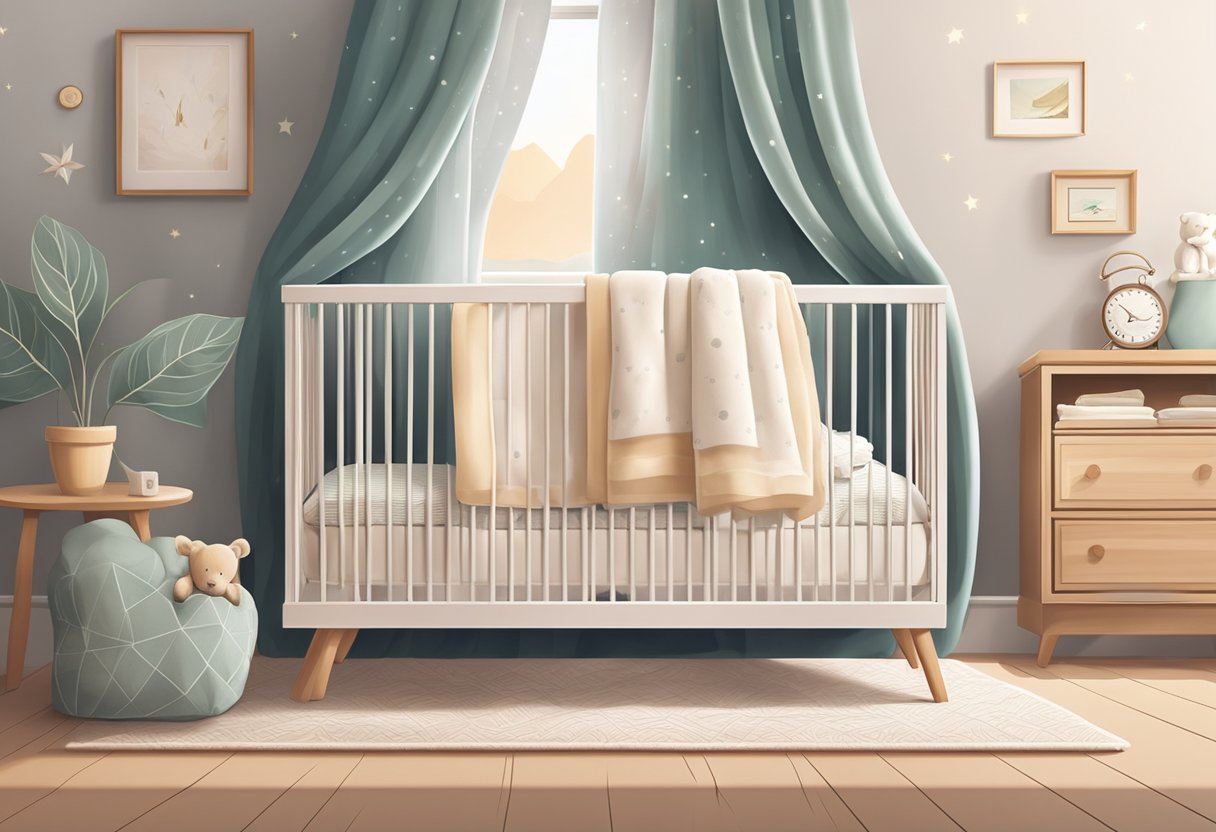 A cozy crib with soft, soothing music playing in the background. A gentle rocking motion and a comforting blanket to mimic the feeling of being held