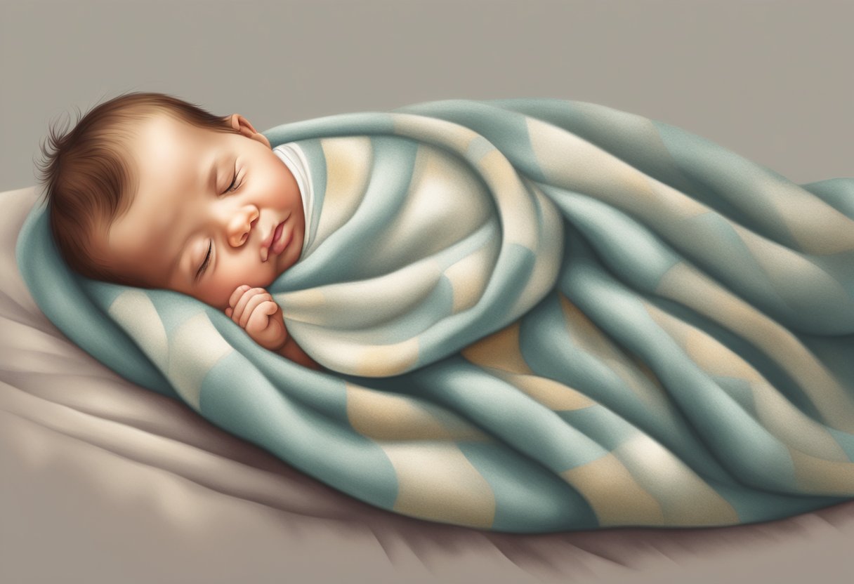 A baby nestled in a soft, cozy blanket, peacefully sleeping in a parent's loving embrace