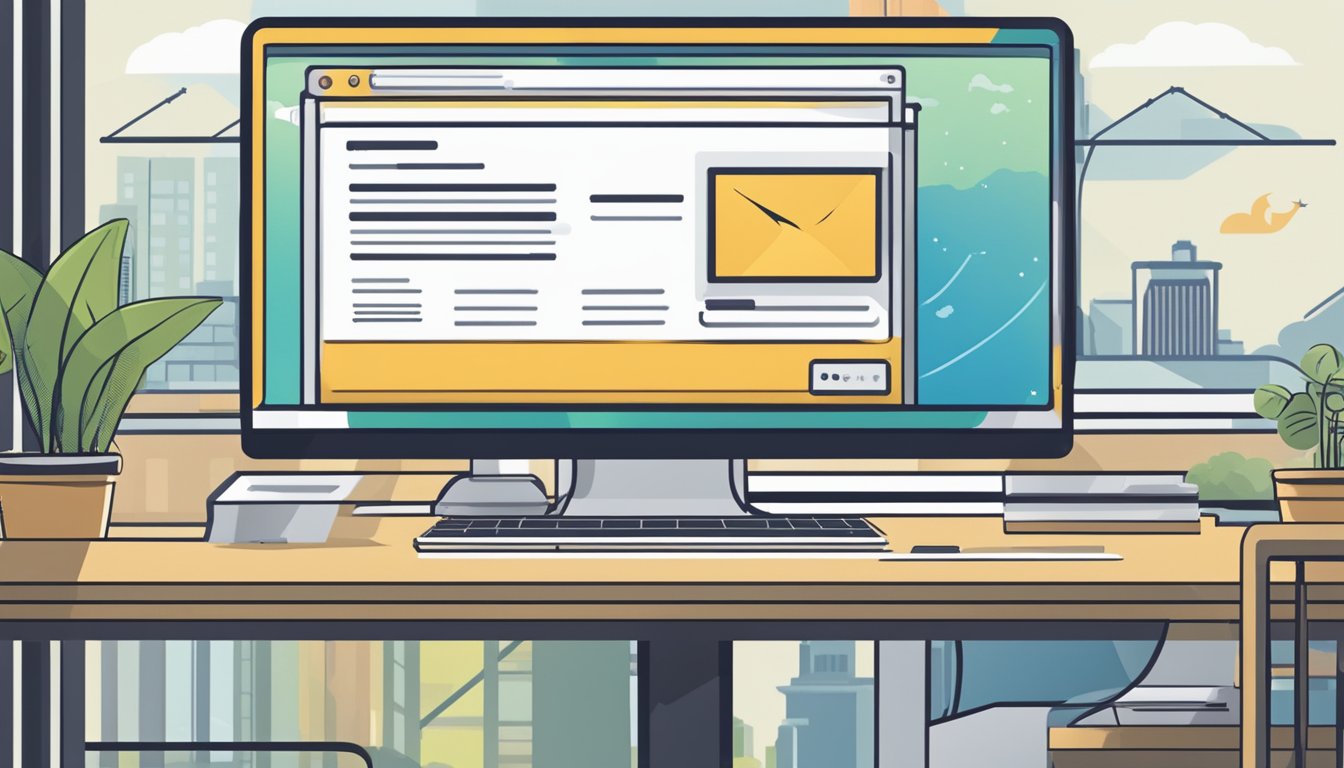 The scene depicts a computer screen displaying the "Frequently Asked Questions" section of the KrisFlyer Singapore website, with the logo and navigation bar visible
